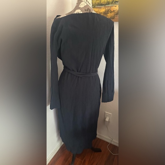 COS Black Tie Front Sheath Midi Dress in Navy Blue - Size 10 - Picture 5 of 8